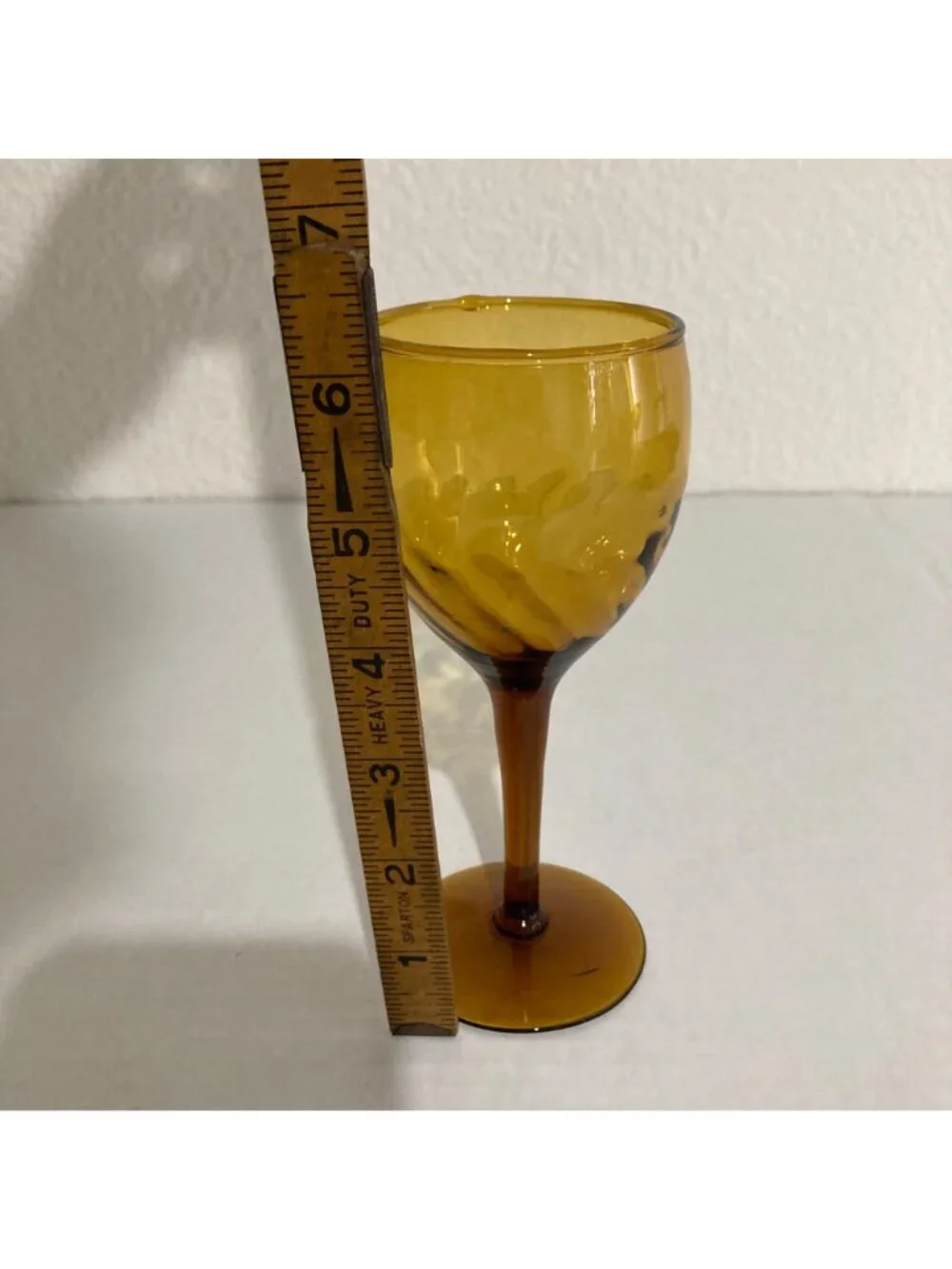 Vintage Amber Glass Empoli Style Wine Cordial Glasses Set Of 4